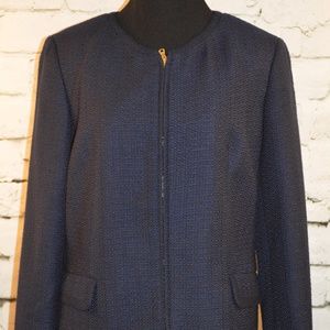 Talbots Womens Blue Zip Up Jacket Gold Buttons 12P